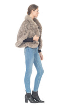 Load image into Gallery viewer, KNITTED CAPE FOX TRIM