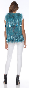 FOX VEST - BLUE / GREEN HUE WITH TASSEL ACCENTS