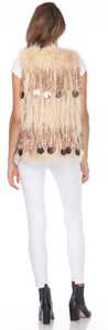 FOX VEST - CREAM w/PINK TINT & TASSEL ACCENTS