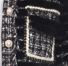 Load image into Gallery viewer, MINK JACKET - BLACK - PEARL LINED CUFFS &amp; POCKETS
