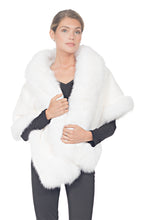 Load image into Gallery viewer, MINK SHAWL WITH FOX TRIM - ONE SIZE
