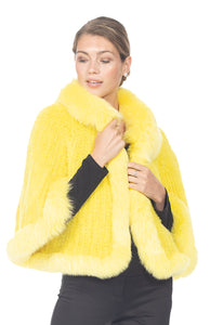 KNITTED CAPE FOX TRIM