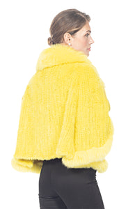 KNITTED CAPE FOX TRIM