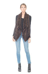 KNITTED MINK VEST with Leather Back