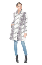 Load image into Gallery viewer, REX RABBIT COTTON LINED COAT - TWO TONE - GREY-WHITE
