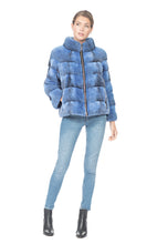 Load image into Gallery viewer, MINK JACKET - SKY BLUE - ZIPPERED  WITH SILK LINING
