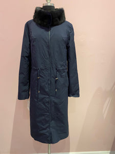 MINK REVERSIBLE RAINCOAT - NAVY BLUE