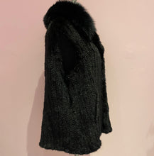 Load image into Gallery viewer, KNITTED MINK VEST WITH FOX COLLAR - BLACK
