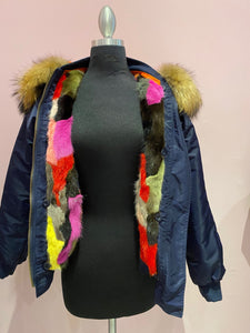 MINK LINED JACKET WITH REMOVABLE FOX TRIMMED HOOD