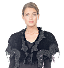 Load image into Gallery viewer, KNITTED MINK SHOULDER WRAP w/ Lace and Sequin Trim
