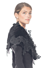 Load image into Gallery viewer, KNITTED MINK SHOULDER WRAP w/ Lace and Sequin Trim
