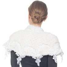 Load image into Gallery viewer, KNITTED MINK SHOULDER WRAP w/ Lace and Sequin Trim
