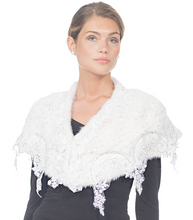 Load image into Gallery viewer, KNITTED MINK SHOULDER WRAP w/ Lace and Sequin Trim
