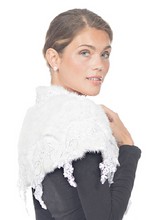 Load image into Gallery viewer, KNITTED MINK SHOULDER WRAP w/ Lace and Sequin Trim
