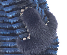 Load image into Gallery viewer, MINK  with CRYSTAL COLLAR AND FOX CUFFS - WOOL LINED COAT ROYAL BLUE
