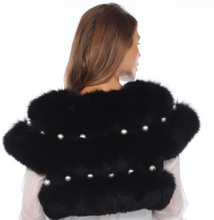 Load image into Gallery viewer, FOX CAPE - BLACK with EMBEDDED PEARLS
