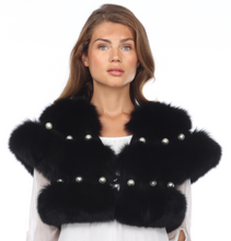 Load image into Gallery viewer, FOX CAPE - BLACK with EMBEDDED PEARLS
