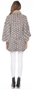 MINK COAT /  CAPE with arm slots  - GREY-WHITE