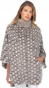 MINK COAT /  CAPE with arm slots  - GREY-WHITE