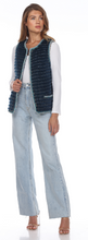 Load image into Gallery viewer, MINK VEST - BLUE - POCKET &amp; EDGES TRIMMED - LAYERED LOOK
