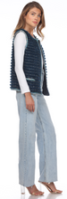 Load image into Gallery viewer, MINK VEST - BLUE - POCKET &amp; EDGES TRIMMED - LAYERED LOOK
