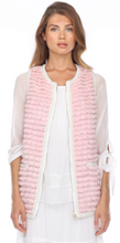 Load image into Gallery viewer, MINK VEST - PINK - PEARL LINED TRIM NECK &amp; POCKETS - ZIPPERED FRONT
