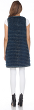 Load image into Gallery viewer, MINK VEST - BLUE - KNEE LENGTH - TRIMMED EDGES and POCKETS
