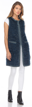 Load image into Gallery viewer, MINK VEST - BLUE - KNEE LENGTH - TRIMMED EDGES and POCKETS
