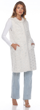 Load image into Gallery viewer, MINK VEST - WHITE - KNEE LENGTH - FLASHLET TRIMMED COLLAR &amp; ACCENTS
