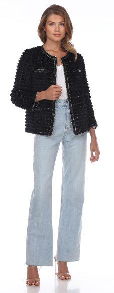 MINK JACKET - BLACK  - POCKETS