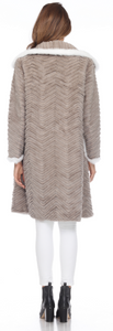 MINK COAT - GREY - WHITE MINK TRIM AND POCKETS