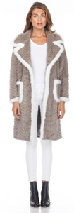 MINK COAT - GREY - WHITE MINK TRIM AND POCKETS