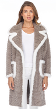 Load image into Gallery viewer, MINK COAT - GREY - WHITE MINK TRIM AND POCKETS
