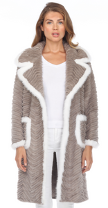 MINK COAT - GREY - WHITE MINK TRIM AND POCKETS