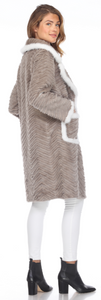 MINK COAT - GREY - WHITE MINK TRIM AND POCKETS